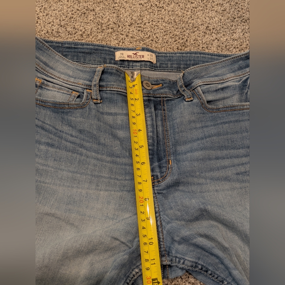 Women's Hollister Sz 7R Denim Blue Jeans 28x31 High Rise Distressed Skinny Pants - Picture 4 of 16